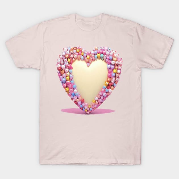 Valentines heart framed by lots of cute cats and kittens. T-Shirt by sailorsam1805